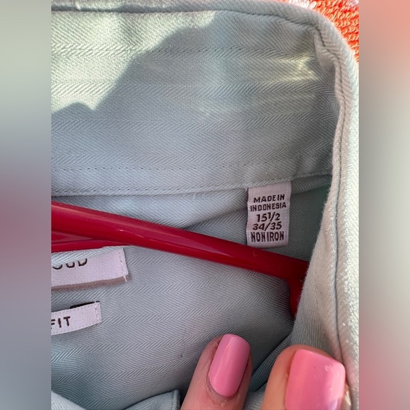 Men’s Joseph Abboud Regular Fit Non Iron Dress Shirt, Light Green, 15.5, 34/35 - Picture 5 of 6